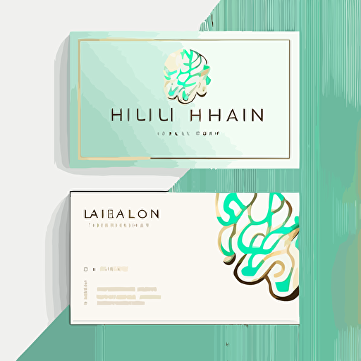 logotype, business card, paperform, logo Vector. modern Vector elegant stylish psychotherapy online. Colors mint and gold. Name of the company: HelpDial. Logo Vector.