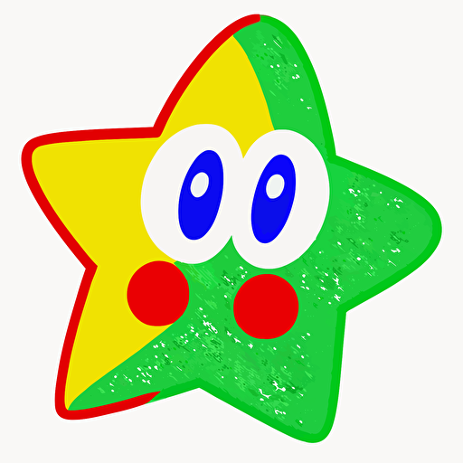 a 2d star, in the style of mario 64 star, takashi murakami style, minimalistic, simple, shooting star, vector , white background