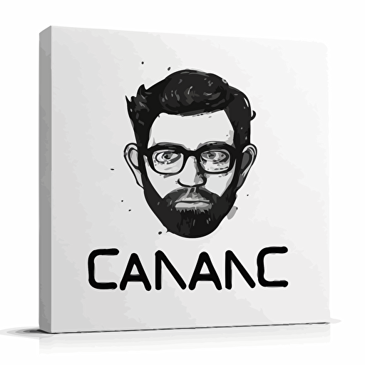 [modern, hand-drawn] iconic logo of [canvas], black vector, white background