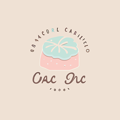 a simple vector logo featuring a cake, a loaf of bread and cookies. With elegant font, 5 pastel colors, no shade, against a white background with a modern artistic style