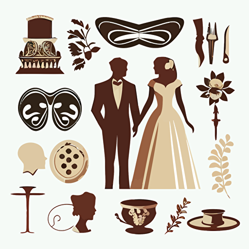 wedding vector art symbols on white background