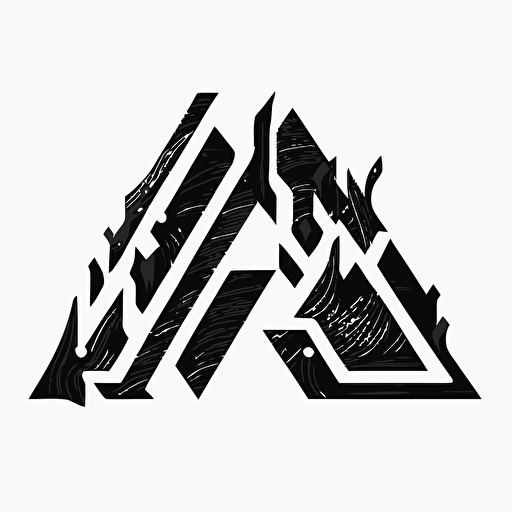 logomark based on letter A, flat vector, black and white