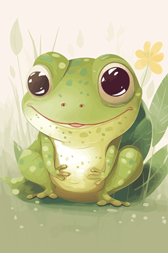 cutest cottagecore frog, vector, cute