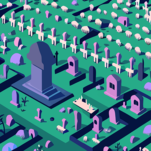graveyard with thousands of tombstones in vector art cartoon style, flat color, no outline ar 16:9 v 5