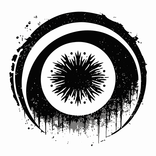 2d black and white circular brazilian symbol on white background vector painting