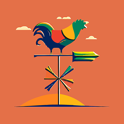 flat vector logo of a weather vane, that lets the wind through, that smells like an oven by Ivan Chermayeff