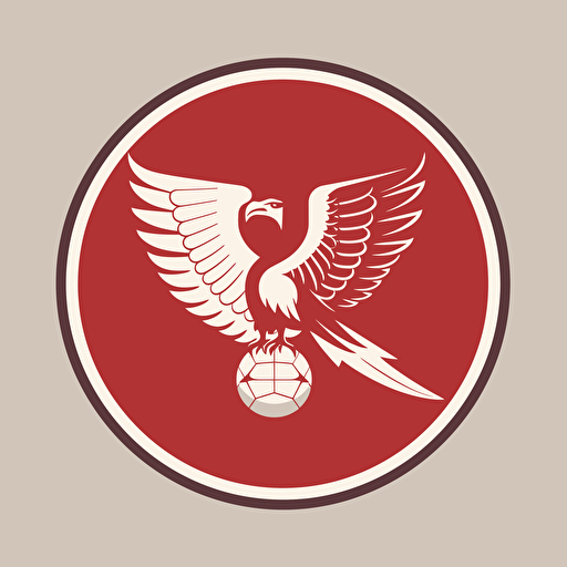 very simple logo for floorball ball with eagle, red and white colors, retro , vector flat, PNG, SVG, flat shading, solid background, mascot, logo, vector illustration, masterwork, 2D, simple, illustrator