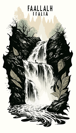 Vector logo of a cascading waterfall with lots of white space, going from top left to bottom right