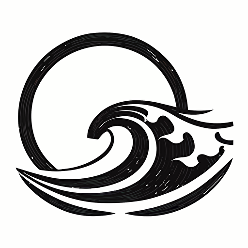 a wave, logo style, vector, black and white, flat