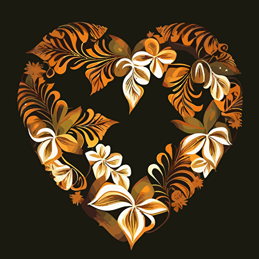 a puakenikeni lei design in vector art form, in the shape of heart