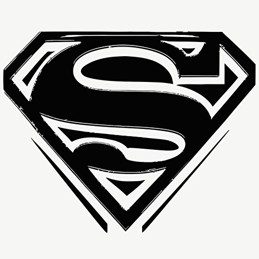 superman logo outline, black, simple, vector, white background