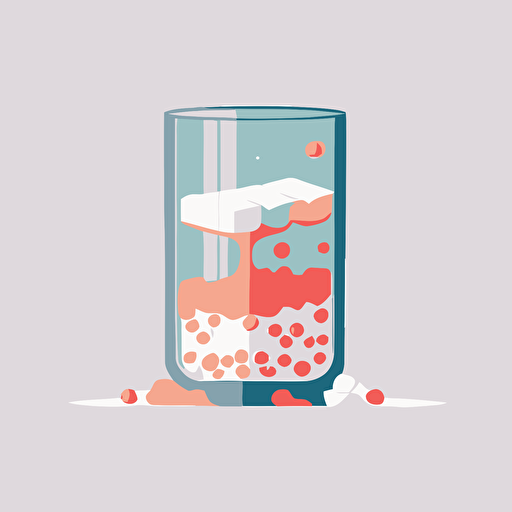 denture, in the glass, Denture Cleansing Tablet,,still life,white background,,Flat Illustration Style,cartoon,Vector