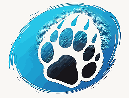 simple decal vector logo lion paw print blue search searching hunt hunting