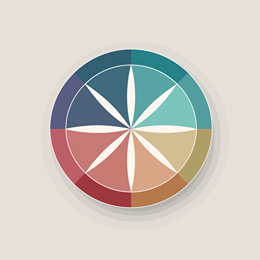 simple vector mandala logo of 5 elements, 5 colors, bauhaus style