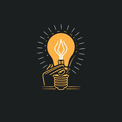 A clever vector logo featuring a lightbulb with a massage hand as the filament, representing, vector illustration