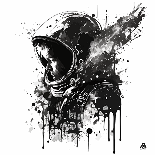 black grunge astronaut, vector logo, etheral high resolution ar 3:2