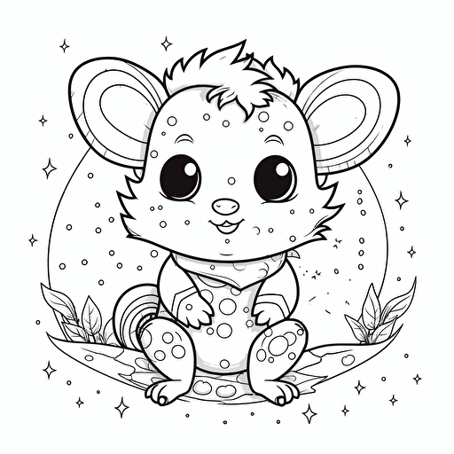 2d illustration, simple vector cute coloring page