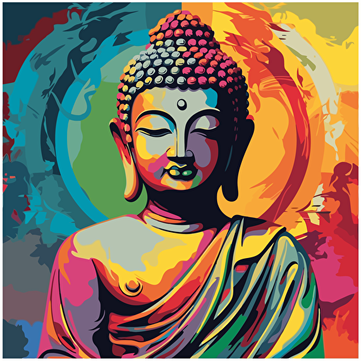 colorful Buddha vector art tile