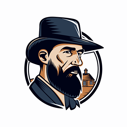 vector logo for an amish home builder, logo includes an amish man's hat