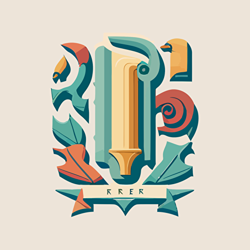 "R", carpenter tools emblem, Tom Whalen, flat, whimsical, Minimal, Contour, Vector, White Background, Detailed ar 1:1