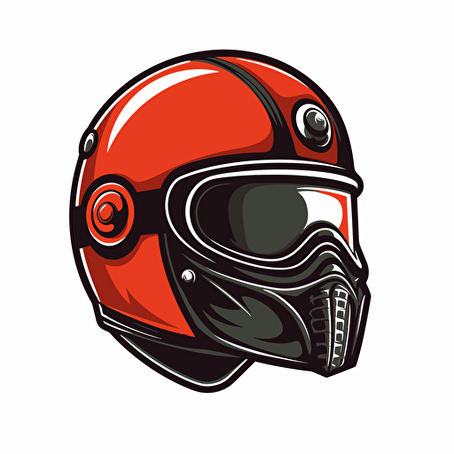 a simple logo for a automotive race shop, vector, bobble head, race helment, race suit.