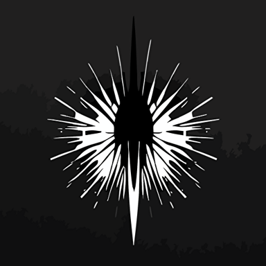 a logo symbolizing an artist named Mind Splitter, Black and white, vector image, experimental, soul, mind, universe, clean, minimal, minimalistic, geometric, sharp