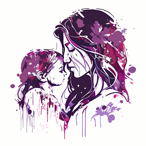 Mother love, vector art, white background