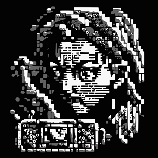 16bit 1600’s painting , white on black background, no shading, 2D, vector, 3:4