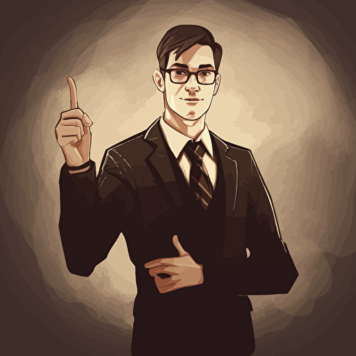 concept art, smart guy, glasses, hand out to shake, suit and tie, vector