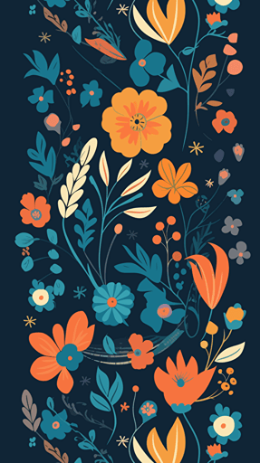 a modern and elegant floral pattern, vector, flat colors, bright background