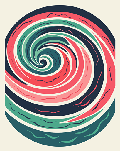 spiral watermelon, minimalistic, retro aesthetics, vector image, sticker, pastel pantone colors, white background