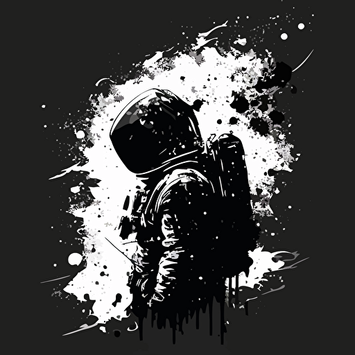 dark black grunge astronaut, vector logo, high resolution ar 3:2