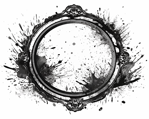 vector frame, drawn on white background, with wet brushes