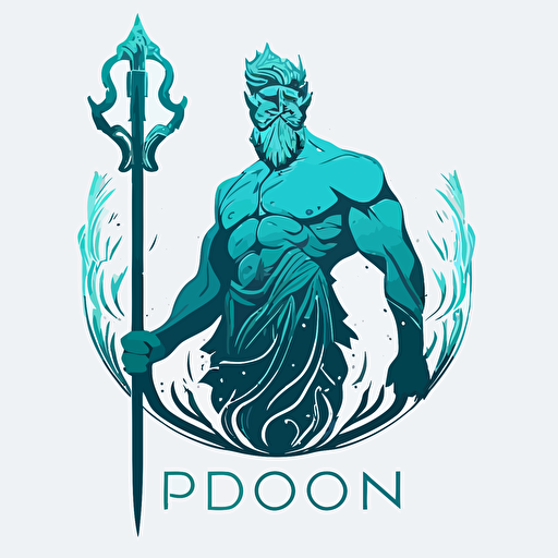 logo de poseidon, forme simple, flat, 2d, minimalist, mono couleur, design, agressive, minimal, vector