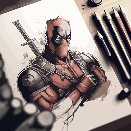 pencil sketch deadpool vector design