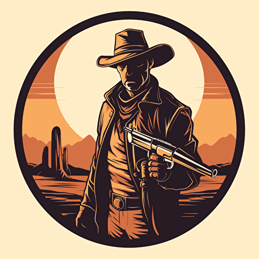 Bounty hunter in the desert, vector, vector logo, emblem, simple