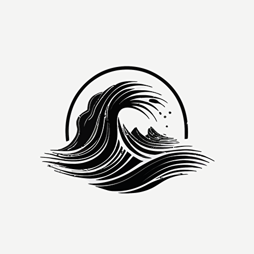 iconic logo, wave, minimalist, black vector on white background