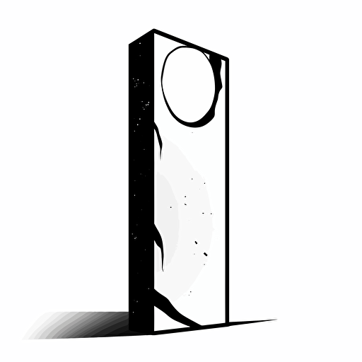 Rectangle monolith from 2001 space oddisey, looking at the camera, minimal, outline strokes only, black and white, logo, vector, white background