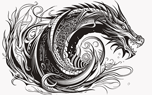 vector art, black on white, no shading, of fantasy dragon roaring