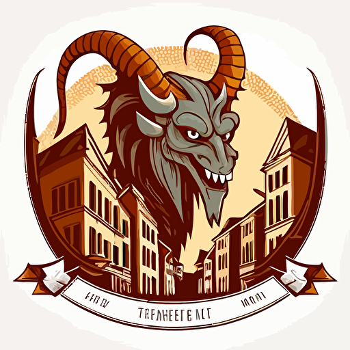 chimera in bad part of town, vector logo, vector art, emblem, simple cartoon, 2d, no text, white background