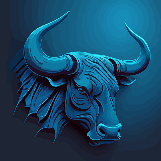 bull head, vector style logo, blue background