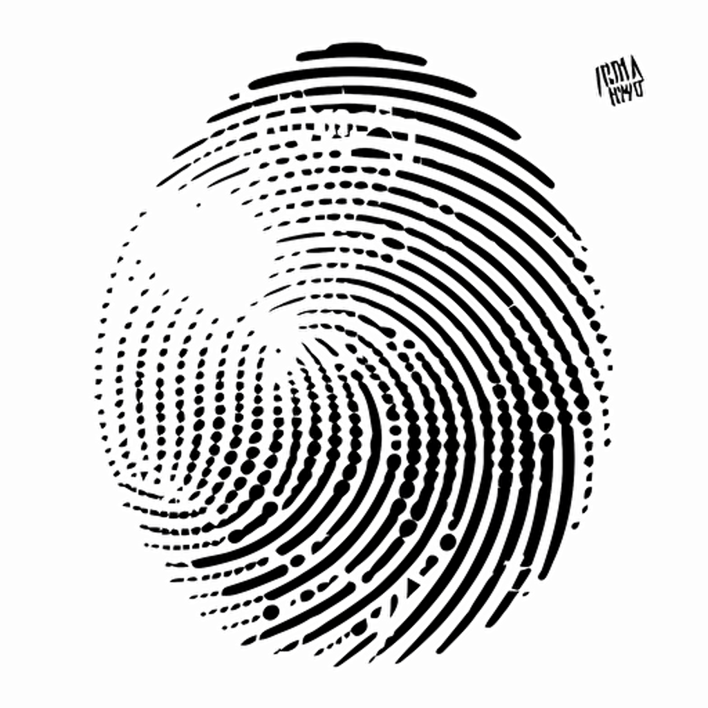 a monogram of varying fingerprint silhouettes slightly tilted diagonally vector style white background