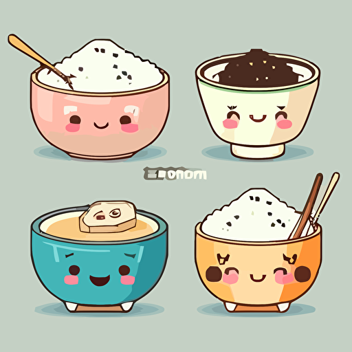 cute japanese entrees smilling. Vector style. Drawing 2d.