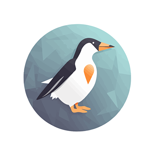 flat vector logo of crypto token, simple minimal, white background, penguin, dynamic