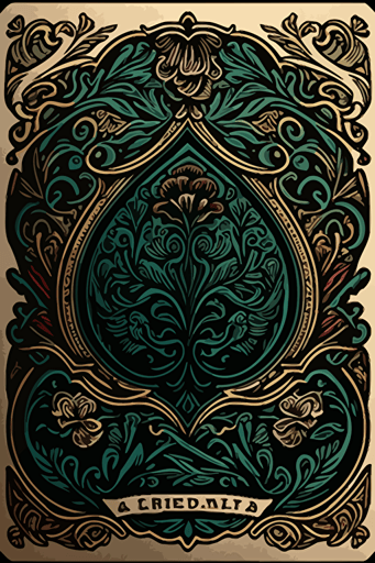 A card back, in an ornate Victorian floral woodcut style, [Two colors]. The card back should have a unique design, with elements of fluidity and movement, Flat with no shadow, no script, horizontal symmetry, while still maintaining a cohesive look and feel throughout the deck. Two circles in the middle. Symmetrical design. The overall design should evoke a sense of tranquility, The final product should be high-quality, vector artwork, suitable for printing on the backs of standard playing cards.