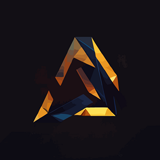 Simple logo design of letter “AI”, flat 2d, vector, company logo, low poly, dark background