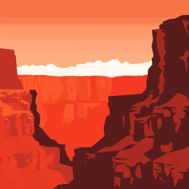 minimalistic artwork of the Grand Canyon, vector art, vibrant red colors, simplistic,