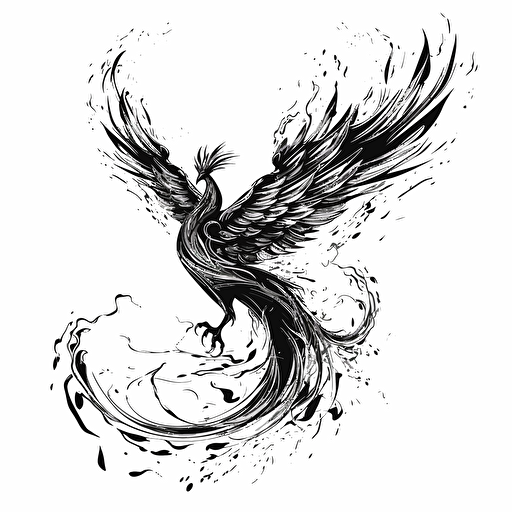fire, phoenix, minimalism, conceptual, vector,black and white, white tone,mainly white,
