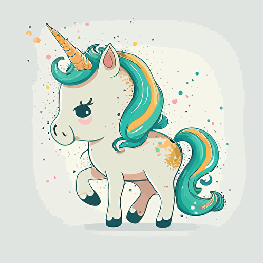cute baby unicorn vector,comic style, white background