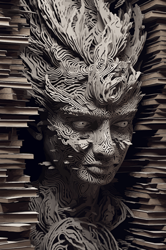 vector image, pdf, svg, thick strokes ::2 infinite library, intricate bookcovers ::1